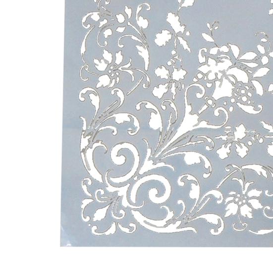 Schablon Återanvändbar Alfabet Bokstav Design Ihålig Floral DIY Lagerläggningsschablon för Vägg