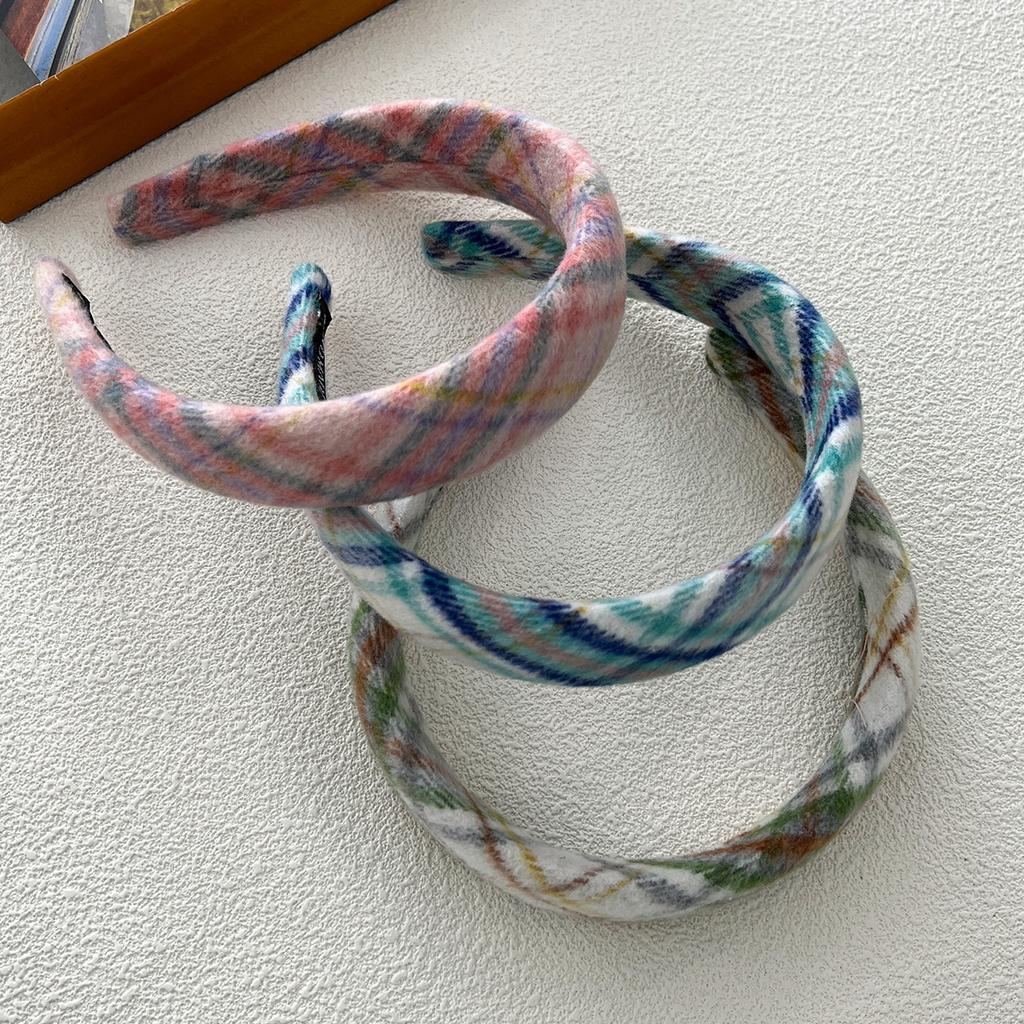 3 Cm Autumn Winter Woolen Plaid Sponge Padded Hairband Headband Adult Hair Accessories Hair Jewley