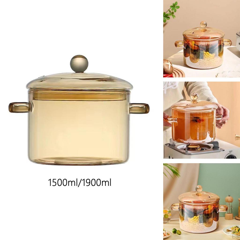 Clear Glass Soup Pot with Lid - Perfect for Pasta and Noodles