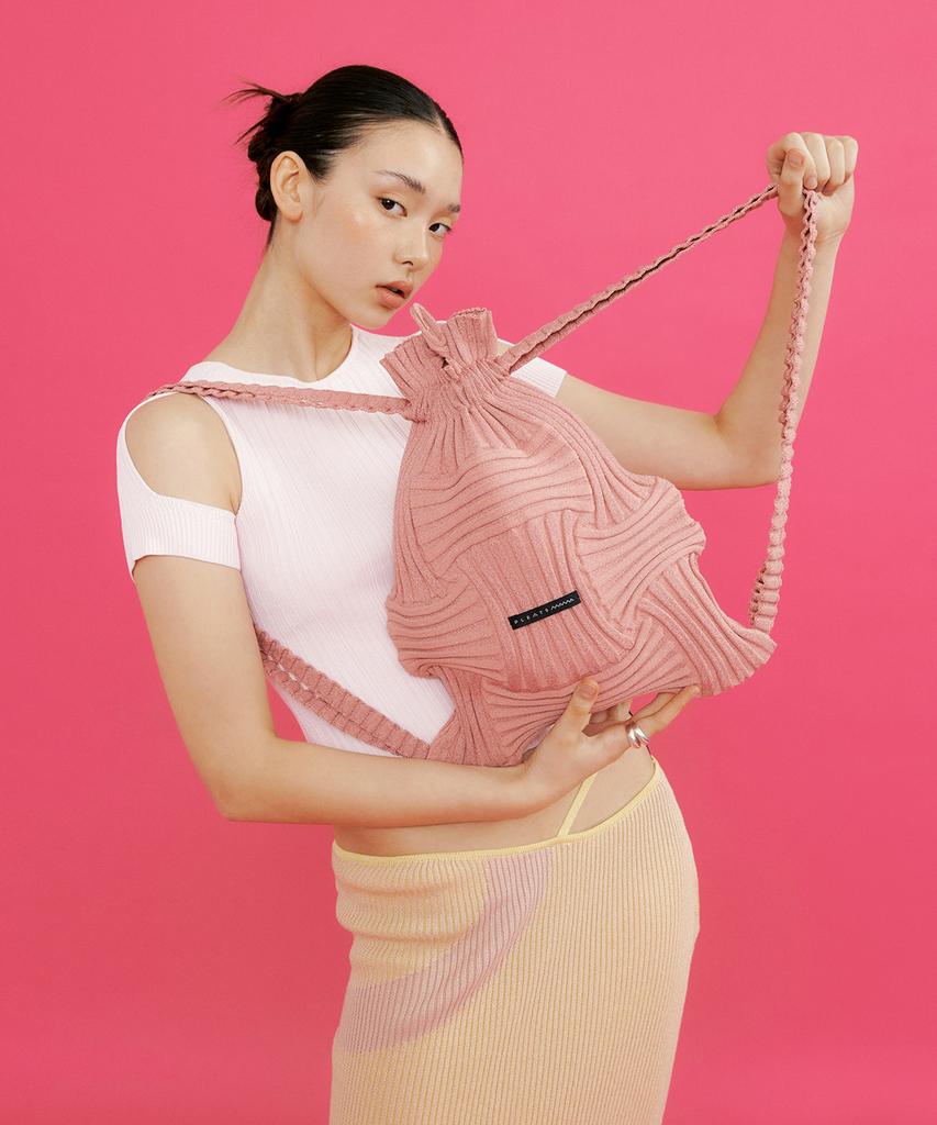 Pleatsmama Bow Backpack Glitter Rose Gold