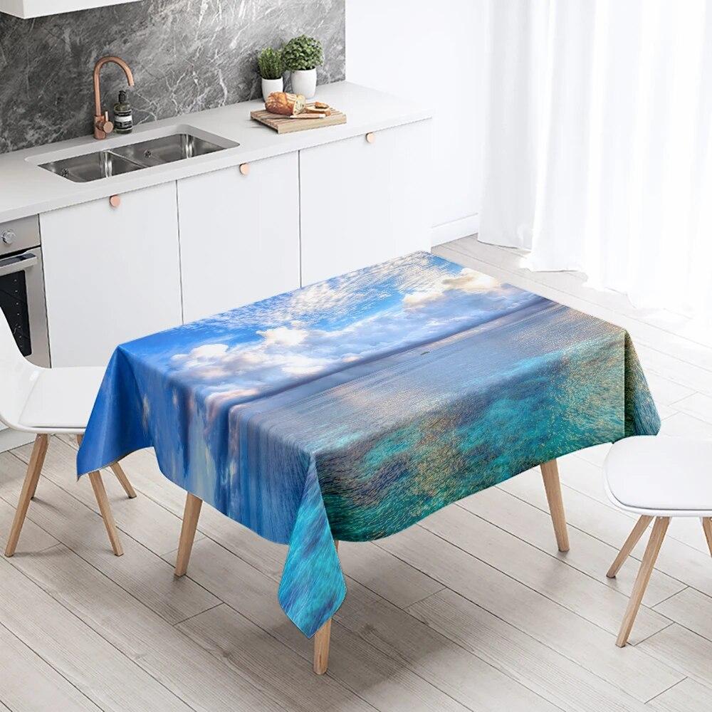 Strand Grün Pflanze Tischdecke Palmblatt Schmutzabweisend Wasserdicht Rechteckig Küchentisch Heimdekoration