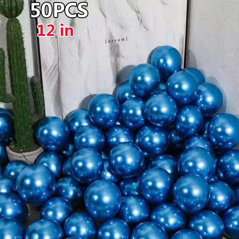 50pcs 12in Pearl Chrome Metal Balloon Golden Balloon Arch Wedding Supplies Party Decor