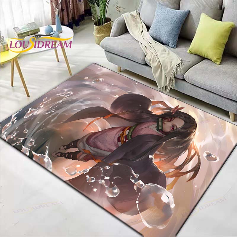 Fashion Hot Cartoon K-Kamado Nezuko Printed Carpets Living Room Anti-Skid Area Rug Kids Bedroom Mats Yoga Mat Large Carpet Decor
