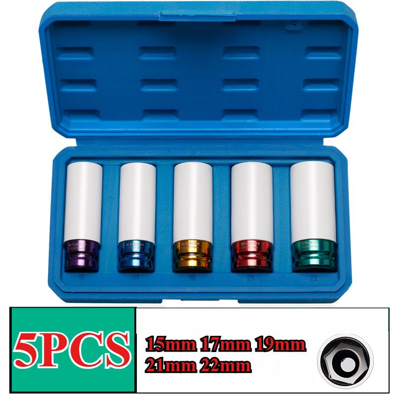 Socket Wrench Sleeve 17 19 21 22 23 24mm Hole Colorful For Tire Protection Repairing Tool For Deep Impact Nut Driver Manual Tool