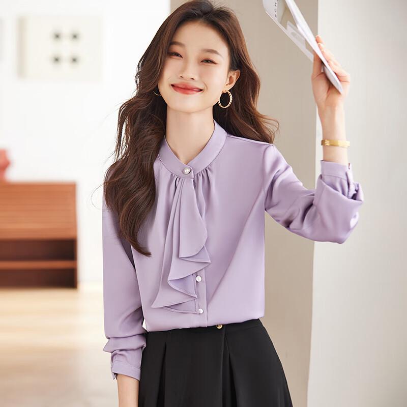 Women s Elegant Long Sleeve Ribbon Blouse L