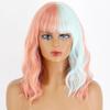 MERISIHAIR Short Wavy Wig with Bangs Synthetic Fiber Water Wave Ombre Light Blonde Wig for Women Daily Wear Cosplay