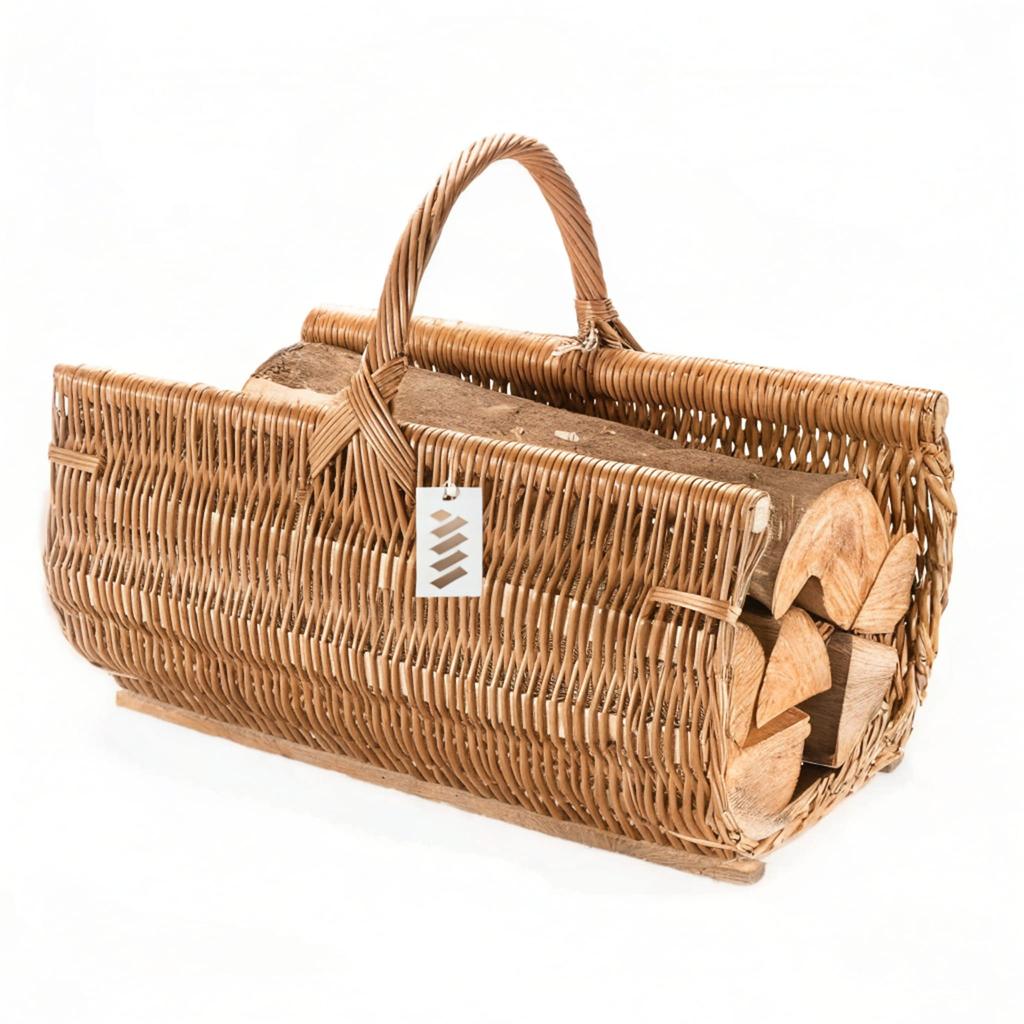 Wicker Basket For Fireplace Wood, Firewood Stand, Small Fireplace Basket, Without Trim/Insert