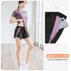 THREEGUN Shorts with Running Yoga Workout Fitness Women's 2-in-1 Pockets, Shorts, Shorts, Shorts, Shorts, Quick-Drying (Black/Purple - XL)