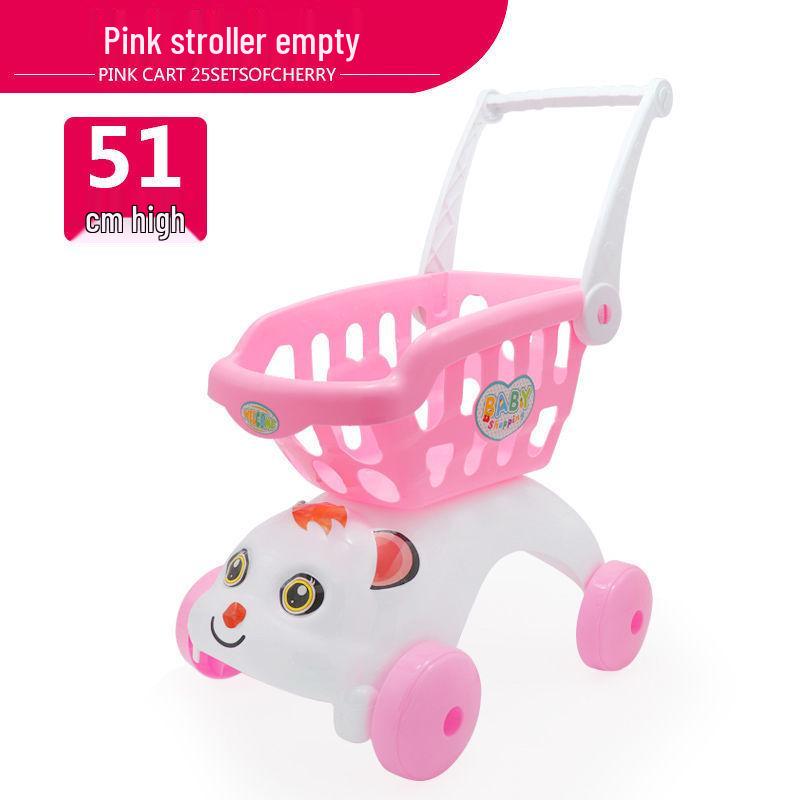 Large Kids' Grocery Cart with Fruit & Vegetable Play Set for Playhouse