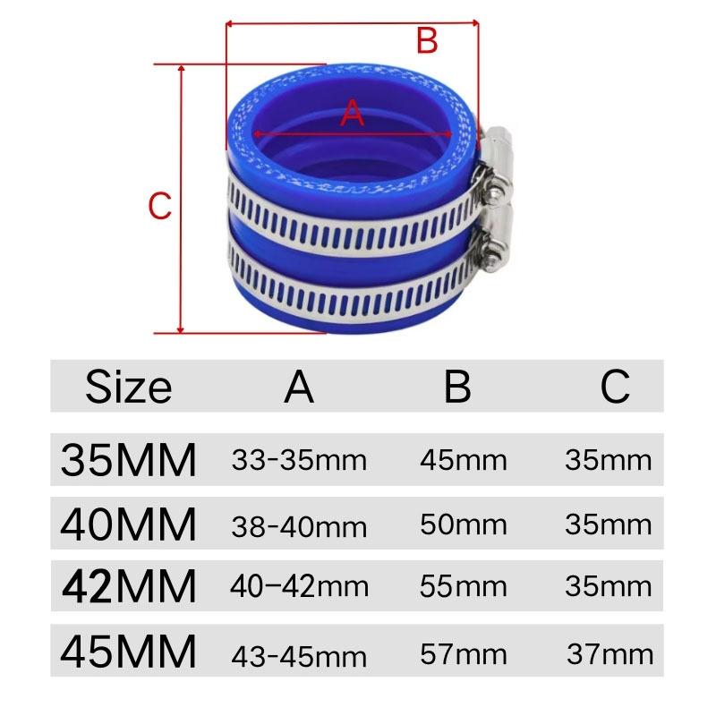 For TM TMX KTM KR PE NSR PWM PWK 34PJ KEIHIN OKO KOSO 35mm/40mm/42mm/45mm Inlet Pipe Intake Motorcycle Carburetor Rubber Adapter 35mm-Blue
