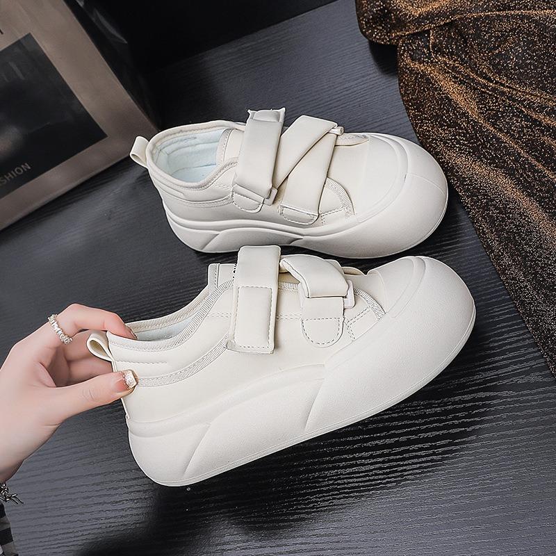 Bread Shoes Women's Spring New Versatile Velcro Cute Big Head Casual Ugly Cute Cream Board Shoes