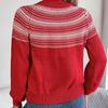 Herbst Winter Vintage Locker Langarm Oberteil Druck Farbe Strickjacke Strickware O-Ausschnitt Pullover