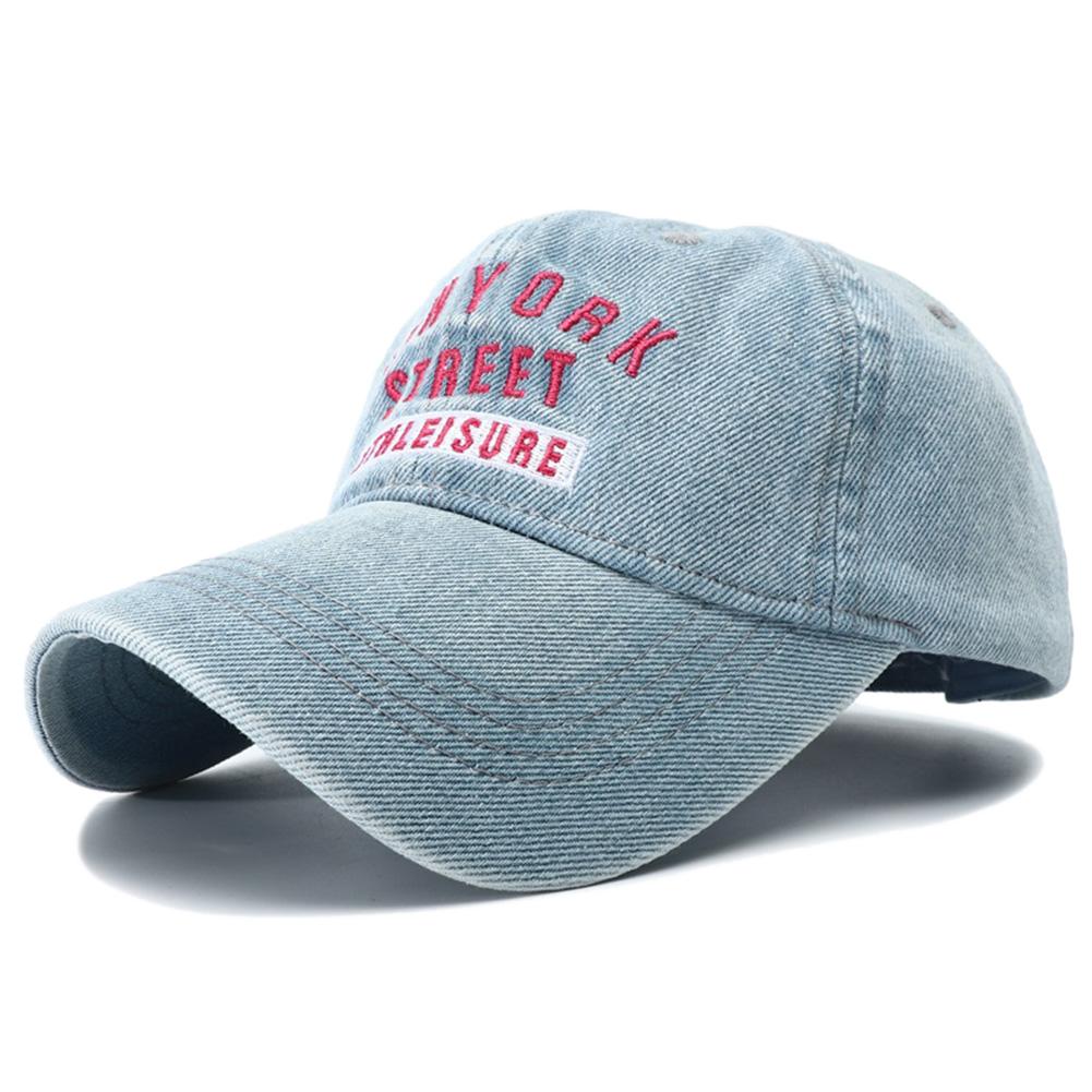 Unisex Vintage New York Stickerei Gewaschener Denim Baseballkappe Verstellbare Snapback Mütze Sonnenschutz Visier Hüte für Männer Frauen