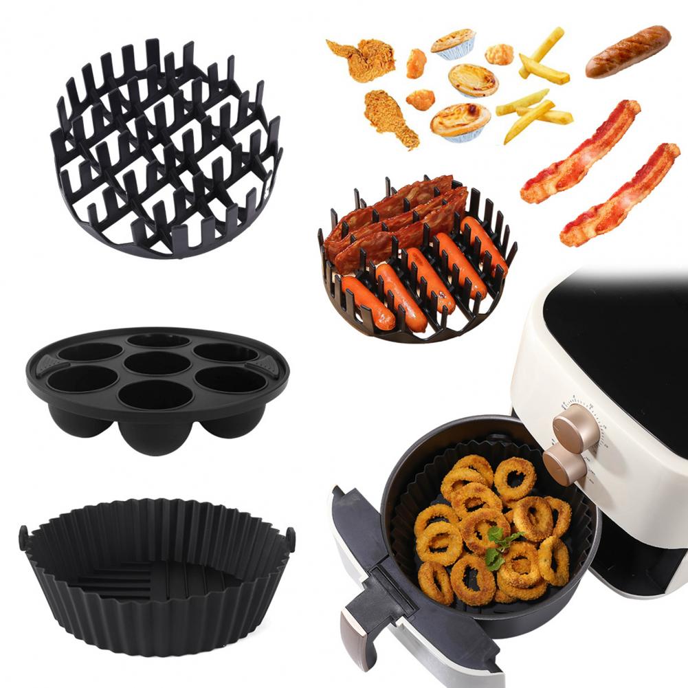 Reusable Baking Trays Silicone Baking Tray Set Silicone Air Fryer Baking Tray Set with Hot Dog Rack Cake Mold Gift for Cooking