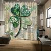 Heart-Shaped Four-Leaf Clover Shower Curtain, Vintage Paper Background, Includes 12 Hooks, Bathroom Decor