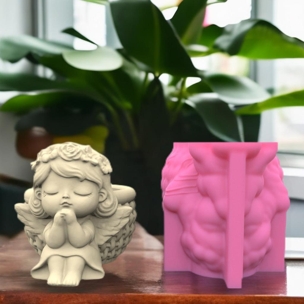Girl Doll Shaped Flower Pot Epoxy Resin Mold Lovely Pen Holder Mould DIY Cement Pot Planter Silicone Mould Vase Molds