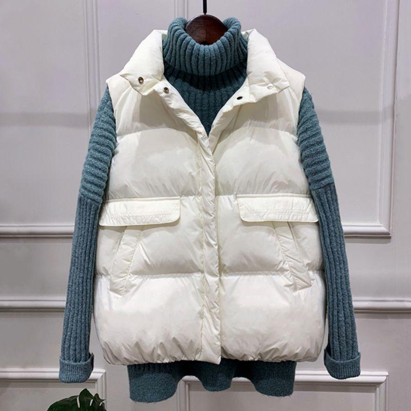 

Легкий пуховый жилет, женская верхняя одежда, зимняя короткая майка с камбэком M белый