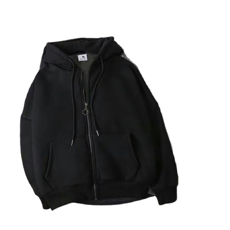 2025 Korean Style Men's Plus Velvet Thickened Hoodie - Autumn/Winter Loose Warm Trendy Student & Couple Top