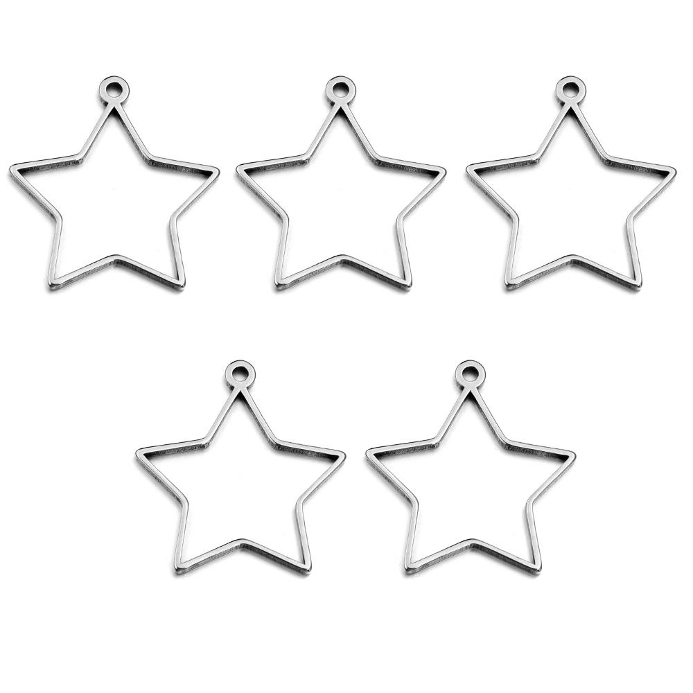 10pcs Stainless Steel Hollow Geometric Bezel Frame Charms Pendants For Jewelry Making DIY Necklace Earrings Pendants Accessories