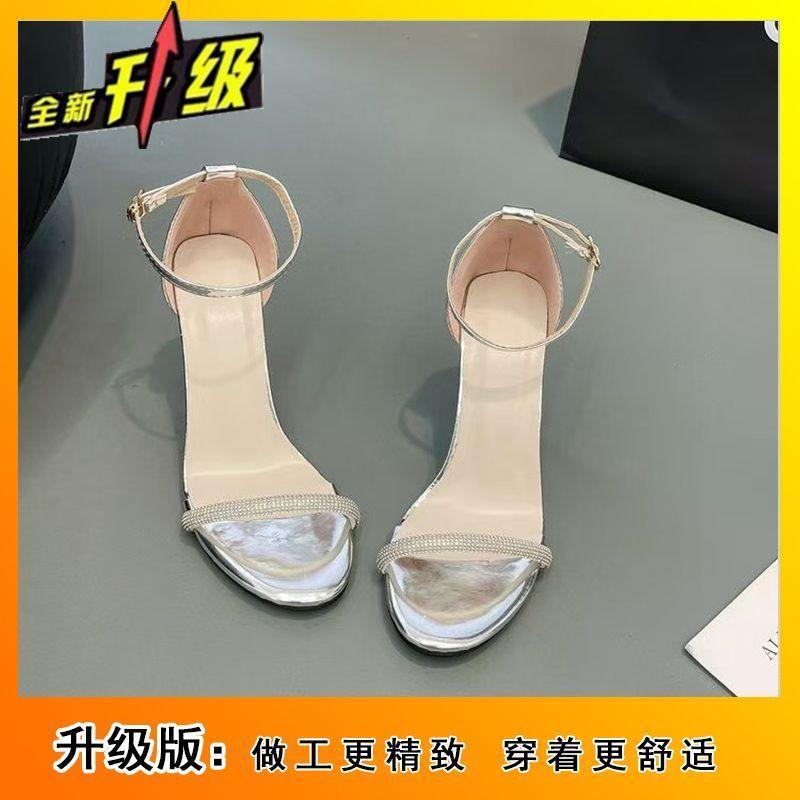 French niche design open-toed rhinestones with sandals 2025 new thin heels versatile sexy high heels women