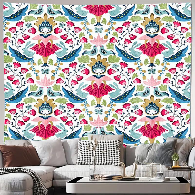 

Bohemian Tapestry Wall Hanging Floral Wall Art Aesthetic Room Decor Nature Inspired Home Textile Colorful Wall Decor Vintage Sty 74x94cm(29x37in)