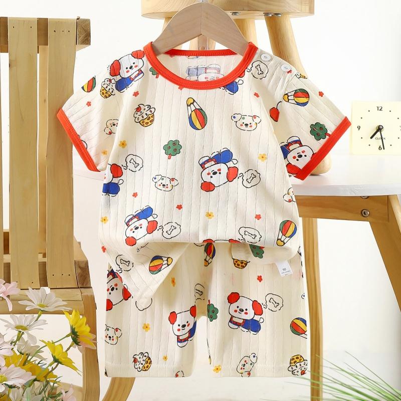 2pcs/set Cotton Children Sets Kids Clothes Boys Girls T-shirt Shorts  Summer Short Sleeve Baby Clothing Toddler