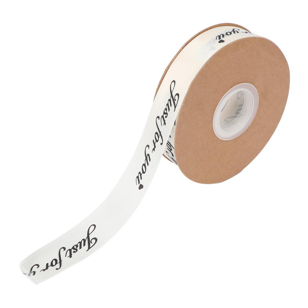 2,5 cm Satinbandrolle 45 yd Druck Nur für Dich Polyester für DIY Hochzeitsdekoration Geburtstagstorte Verpackung Beige