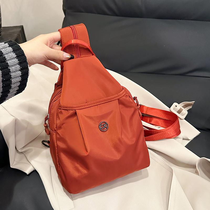 New fashionable women's washed cloth backpack, light and simple breast bag, versatile travel large-capacity commuter bag