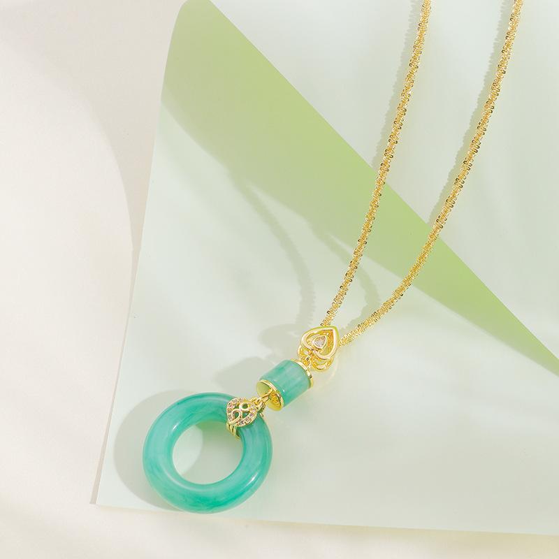 Ping An Buckle Necklace Female Chinese Style Court Retro Hetian Jade Pendant Ornament