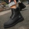 Boots Men High Top Boots Men's Leather Shoes Winter Fashion Plush Warm Shoes Outdoor Sneakers Lace Up Non-Slip Ankle Boots Male