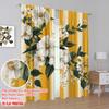 2pcs,2D plane printing Light Filtering Curtains Blossom Stripe Polyester Easy Install (without rod) Decorations Outdoor Use for