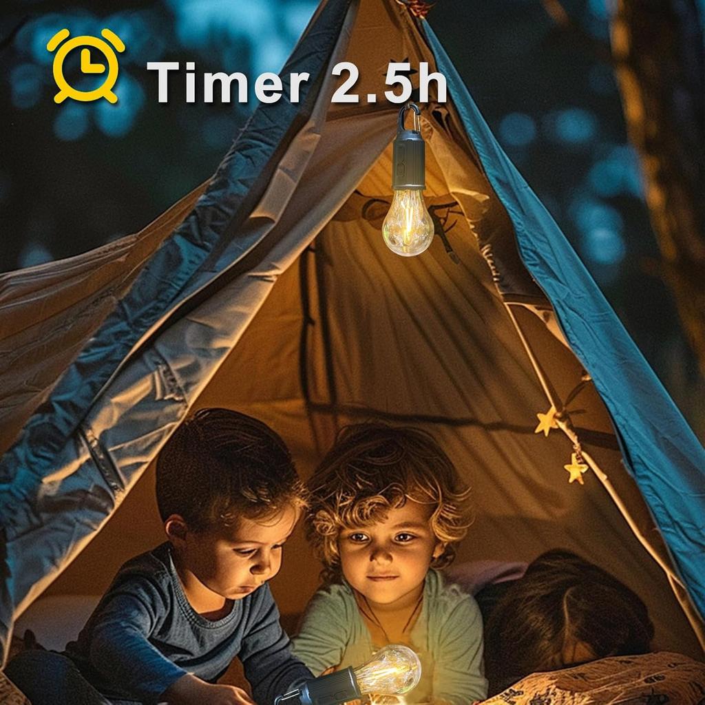 LED Camping Light Type-C USB Rechargeable Waterproof 400mAh 100LM Tent Light with Hook 3 Modes Outdoor Lighting