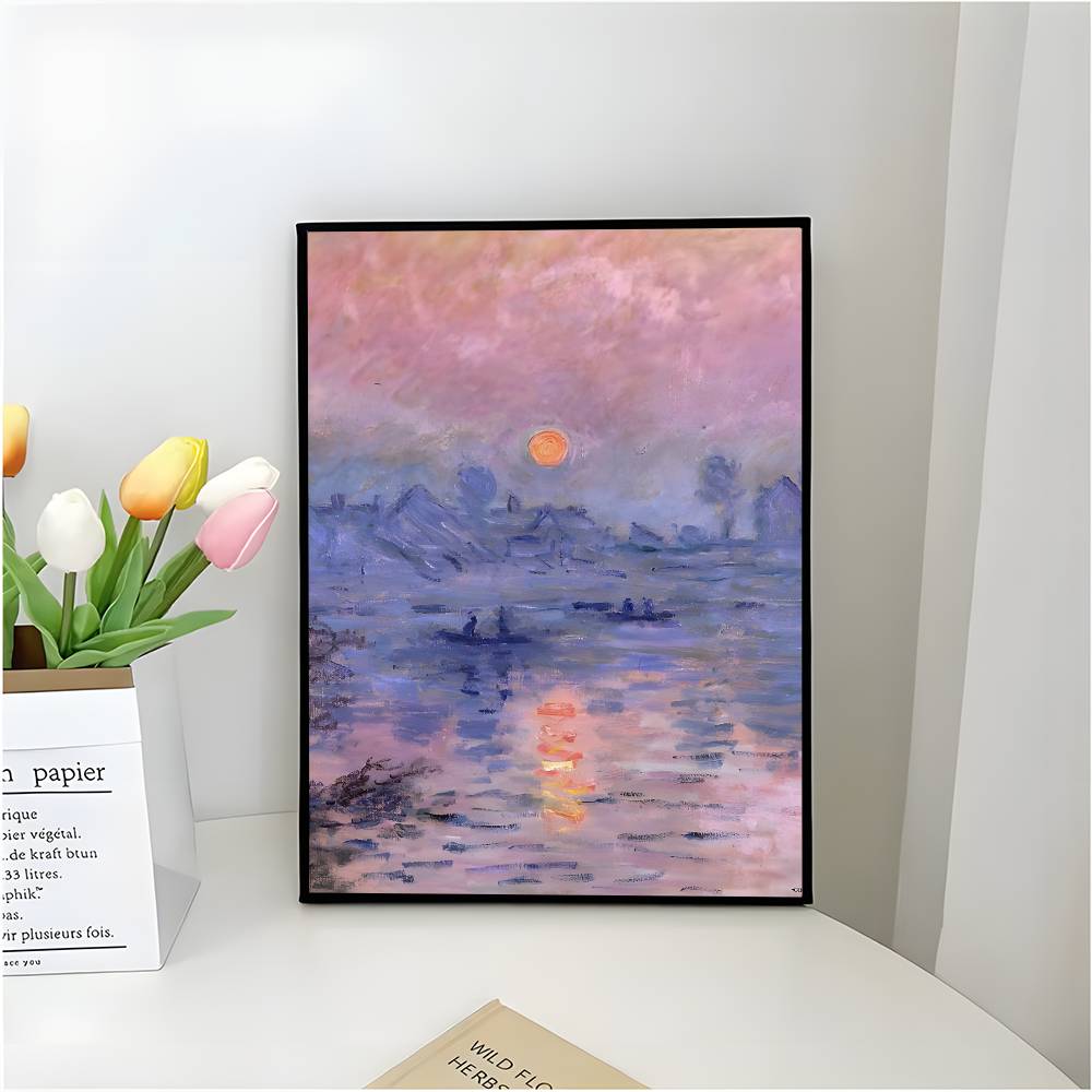 C-Claude Monet Poster Self-adhesive Art Waterproof Paper Sticker Coffee House Bar Room Wall Decor