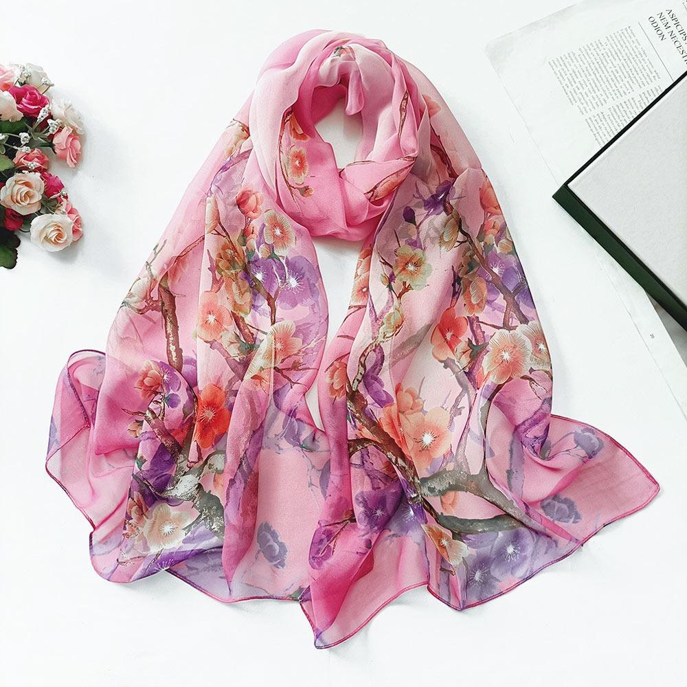 Embroidered Silk Scarf Sun-Resistant Long Wraps Summer Sunscreen Hijab  for Women