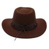 Western Cowboy Hat Tibetan Top Hat Felt Jazz Hat Rolled Edge Felt Hat Rivet Belt Buckle Metal