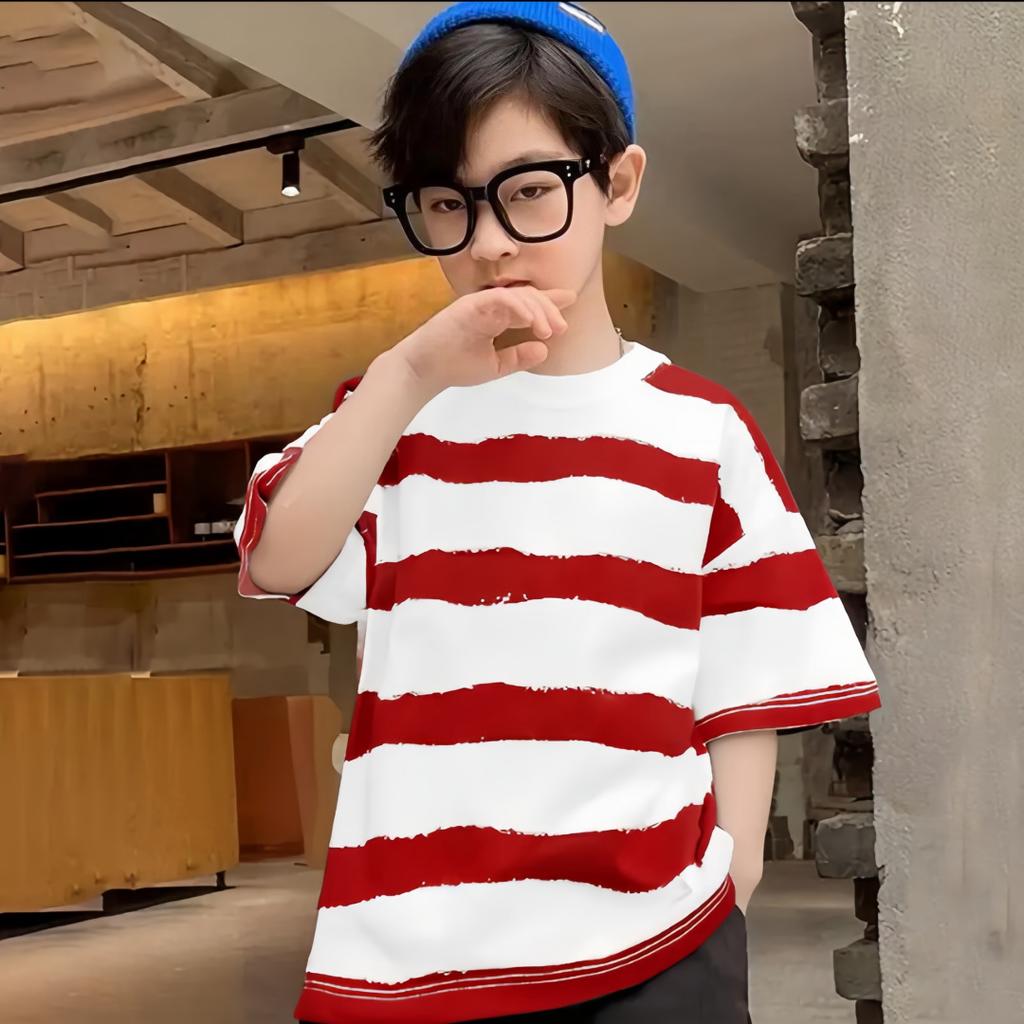 Jungen kurzärmiges gestreiftes Kinder-T-Shirt Sommer dünne Baumwolle Tide Kinderbekleidung mit dem Baby Sommer-Tops