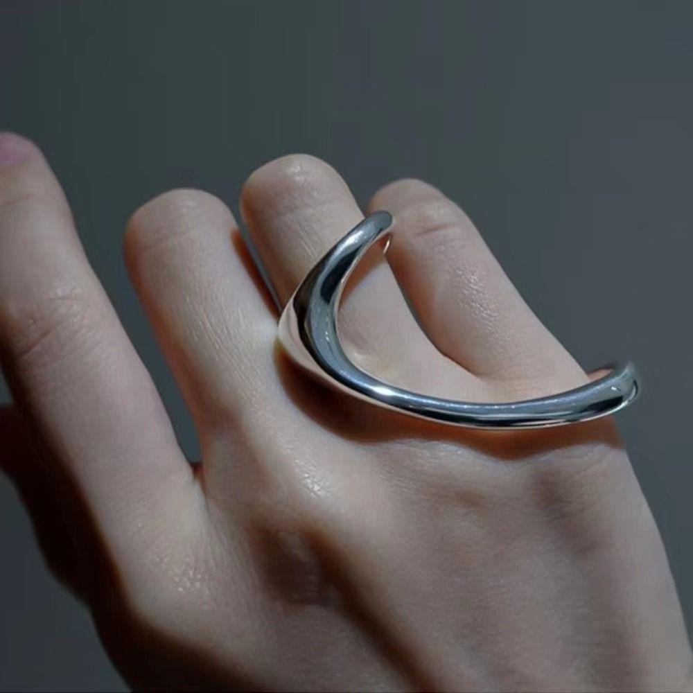 Hip Hop Open Ring Gold/Silver Jewelry Accessories Creative Double Finger Ring Fashion Accessories