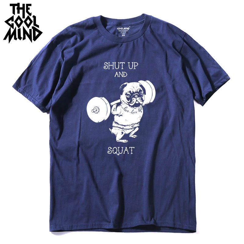 COOLMIND PU0117A 100% Cotton Casual o-neck Knitted Go Home Or Go Hard Pug Printed Men T-shirt Short Sleeve Summer Men Tshirt Tee