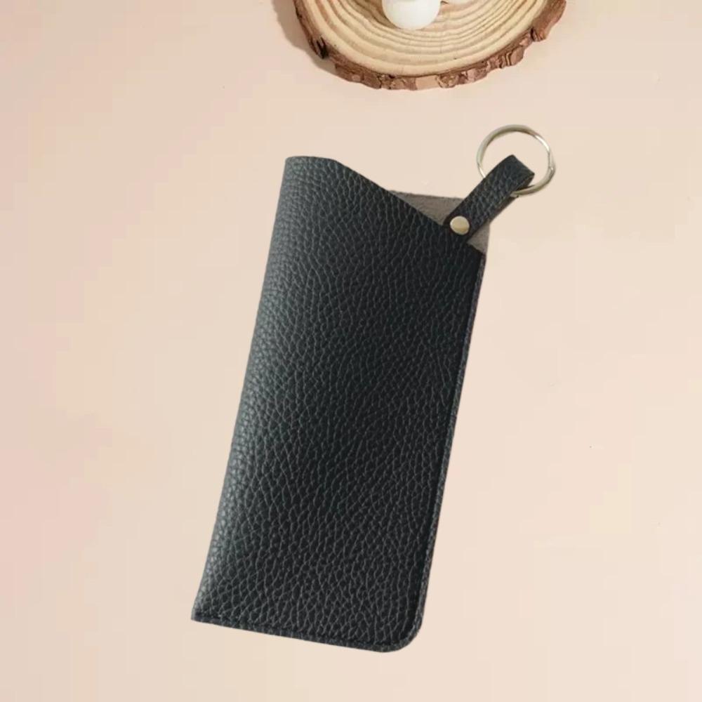 With Keyring Sunglasses Pouch PU Leather SunGlasses Holder Hanging Sunglasses  Eyewear Accessories