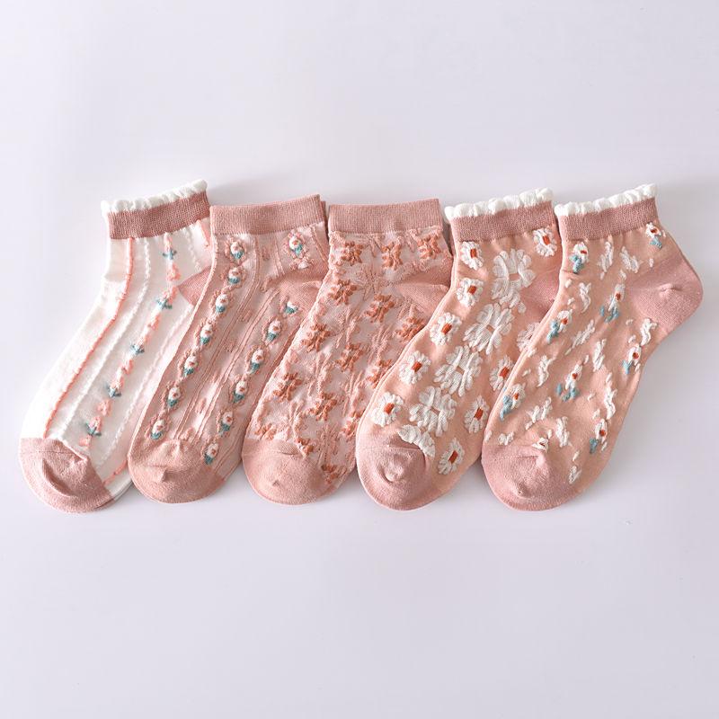 5/6PCS Hot Selling Woman Socks Ethnic Retro Vintage Harajuku Crew Socks Flower Embroidery Fashion Japanese Kawaii Cute Socks Women Gift