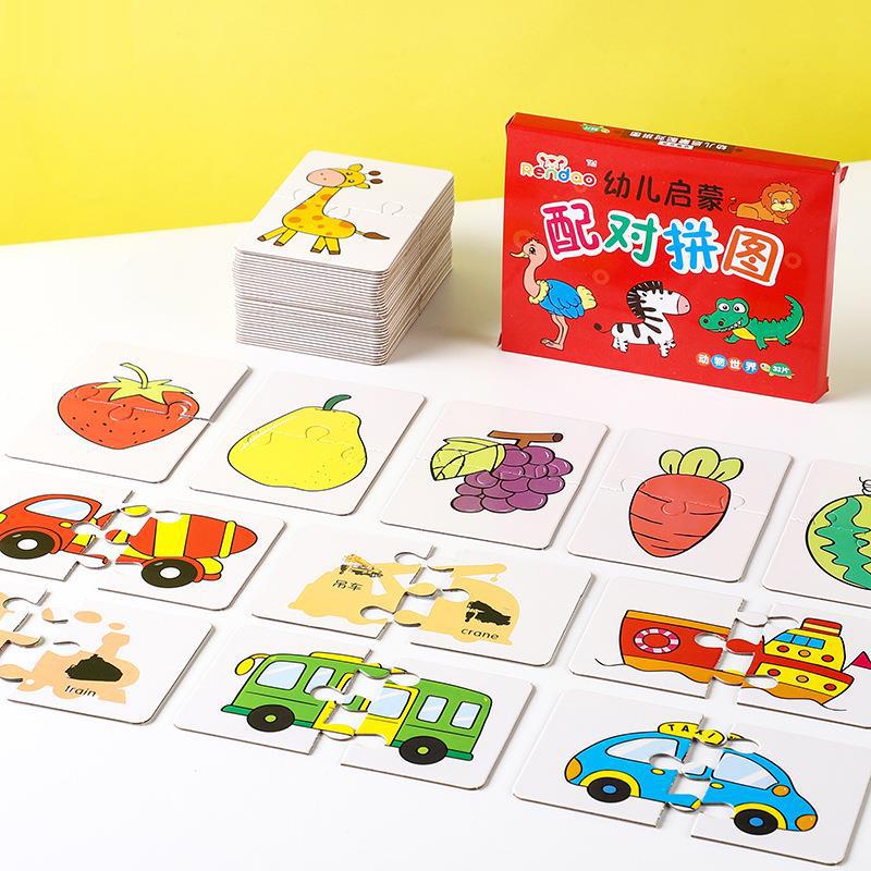 Juguetes rompecabezas para bebés para niños, animales, camión de frutas, juegos a juego con tarjetas gráficas, juguetes Montessori para niños de 1, 2 y 3 años