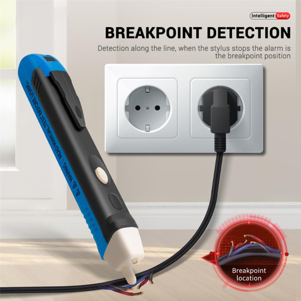 

Electric indicator 90-1000V Non-Contact Socket Wall AC Power Outlet Voltage Detector Sensor Tester Pen LED light AC 110V-220V синій