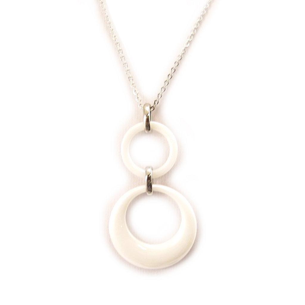 Altesse [L2135] - Collier acier 'Chorégraphie' céramique blanc