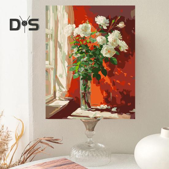 1 Set Kit Pittura a Olio Fai da Te per Adulti con Cavalletto in Legno Kit Dipingi con i Numeri Fai da Te Kit Sviluppo Abilità Pratiche