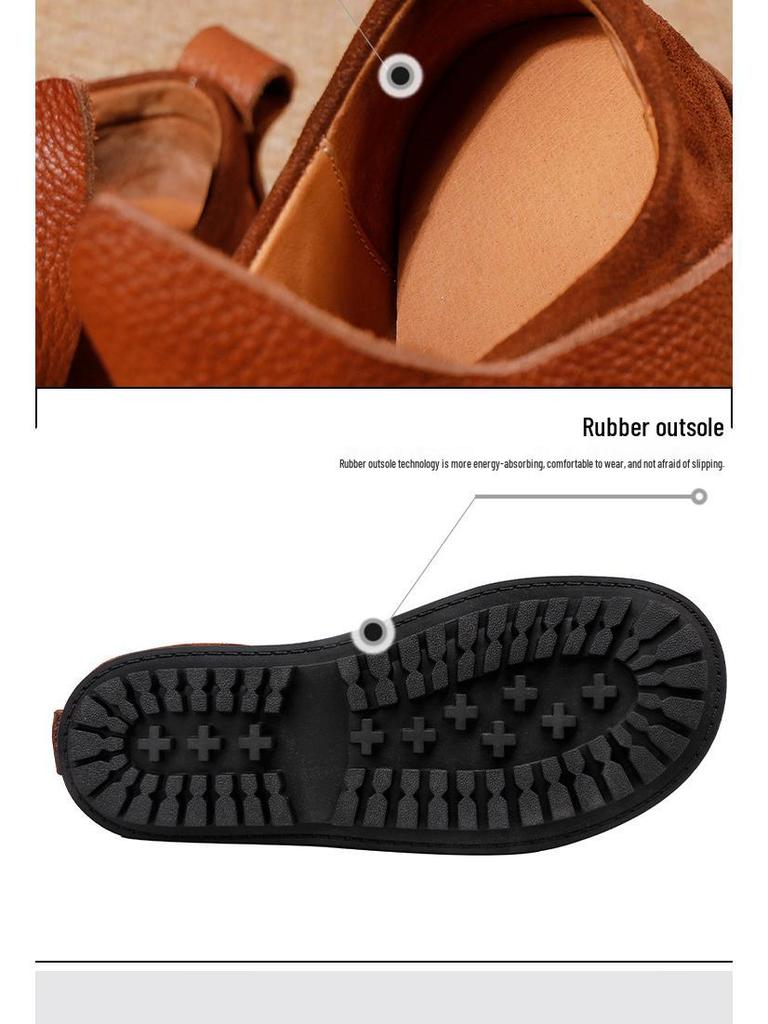 Women's Retro Genuine Leather Slip-on Ankle Boots - Autumn/Winter 2025