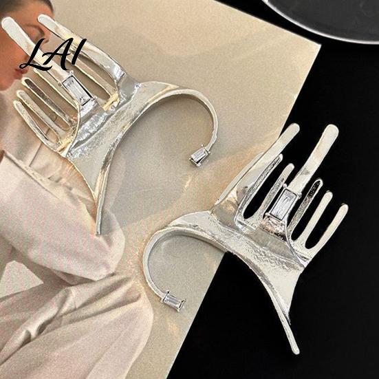 Non Pierced Earrings Silver Ear Cuff for Women No Piercing Metal Elf Alloy Clip Cuff Cartilage Climber Hair Styling Accessory Cool Girl Fashion