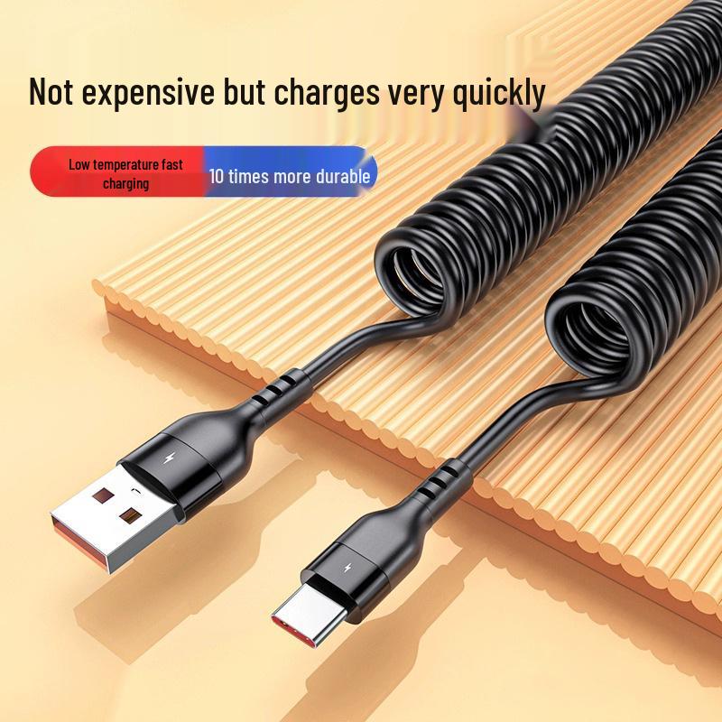 120W Retractable Dual Type-C Fast Charging Cable for Apple 15/16 & Huawei - Ideal for Car Chargers