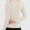 Women's Solid Color Front And Back Pockets Long Sleeved Seamless Waist  Warm Top
