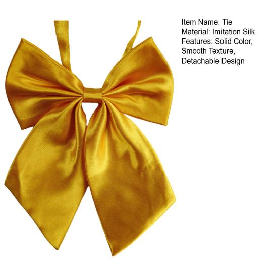 Men Bow Tie Detachable Design Smooth Texture Solid Color Striped Print Neck