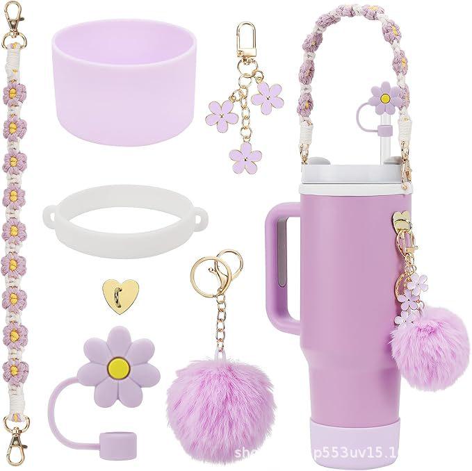 Accessori per la Stanley Cup Transfrontalieri: Set Portachiavi Fiori Colorati Fai da Te